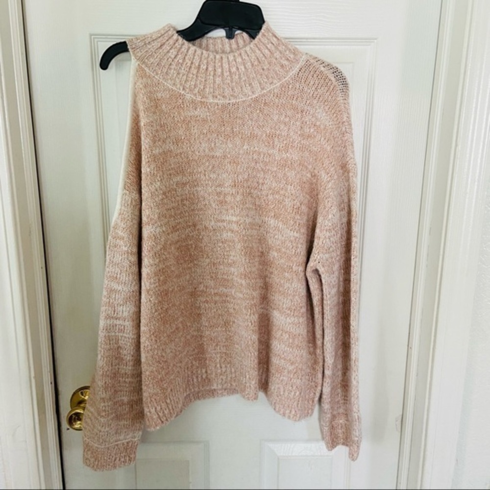 NWT EXPRESS pink metallic sparkly one shoulder cut out sweater SZ medium large